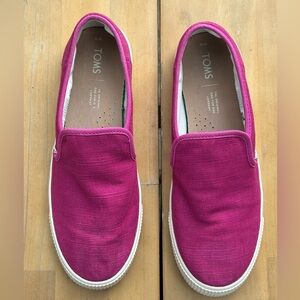 TOMS Raspberry Magenta Pink Woven Slip On Shoes Loafers
